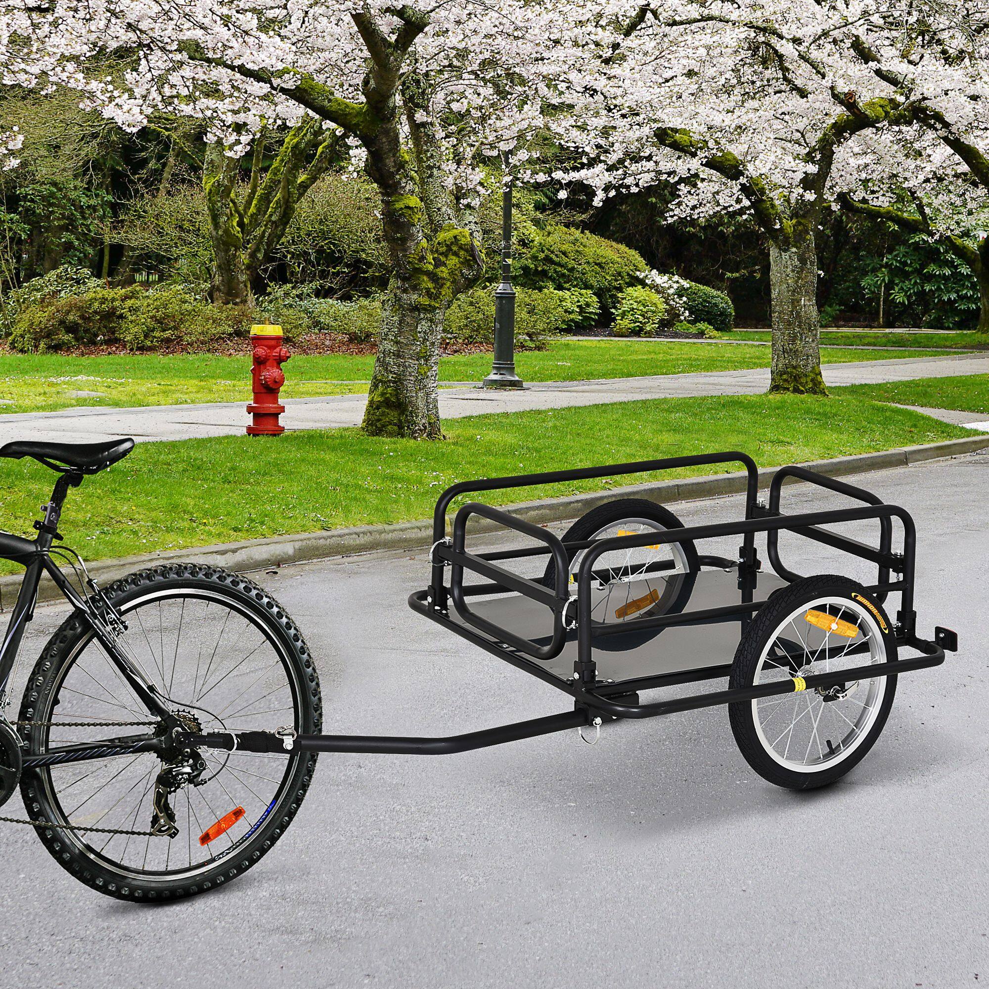 Alt View 6. Loheer - Loheer Foldable Bicycle Cargo Trailer Heavy Duty Bike Cart Wagon with Universal Hitch Black.