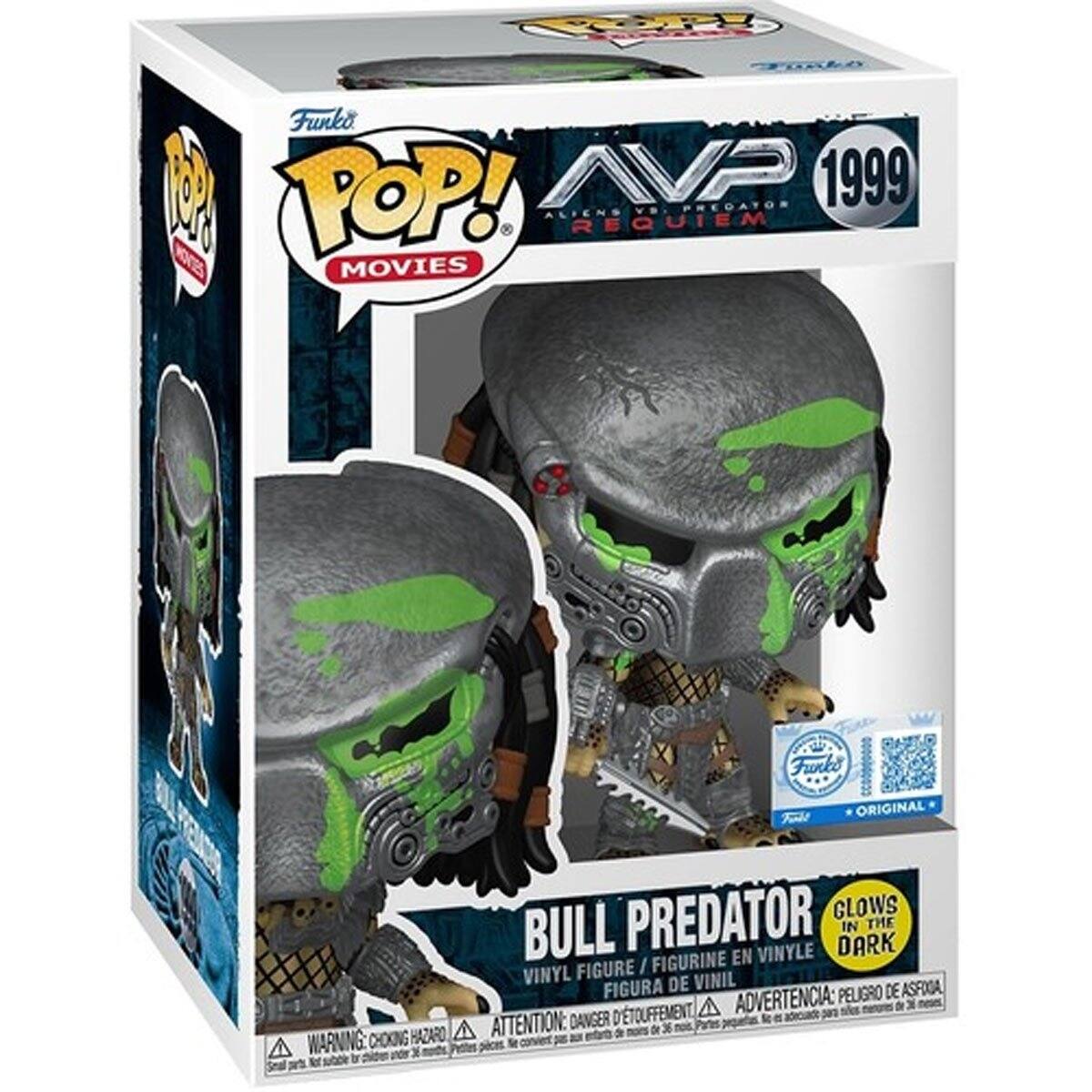 Funko POP! Movies  
AVP 1999  
Aliens vs. Predator Requiem  

Bull Predator  
Vinyl Figure / Figurine en Vinyle / Figura de Vinilo  
Glow in the Dark  

Warning: Choking Hazard  
Advertencia: Peligro de Asfixia  
Attention: Danger d'Étouffement  

Original