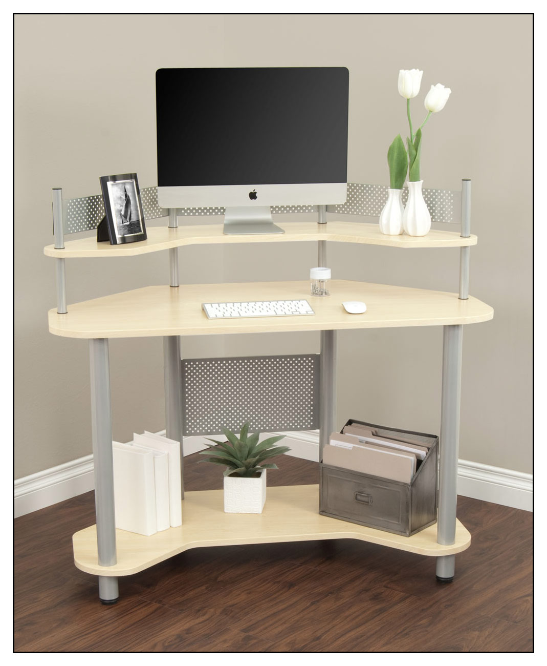 Calico Designs - Study Corner Desk - Silver/Maple was $161.99 now $121.99 (25.0% off)
