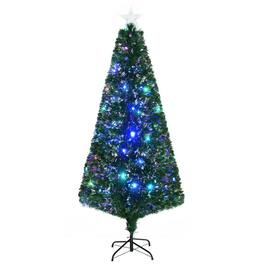 PULUZ - 6 feet Tall Douglas Fir Pre-Lit Artificial Christmas Tree with Realistic Branches, 24 Multi-Color LED Lights - Green