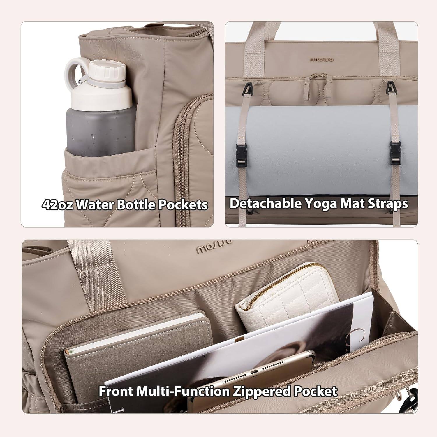 42oz Water Bottle Pockets

Detachable Yoga Mat Straps

Front Multi-Function Zippered Pocket