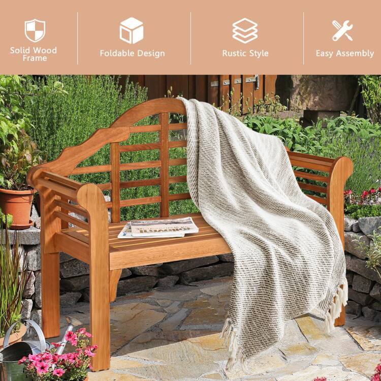 Solid Wood Frame Foldable Design Rustic Style Easy Assembly