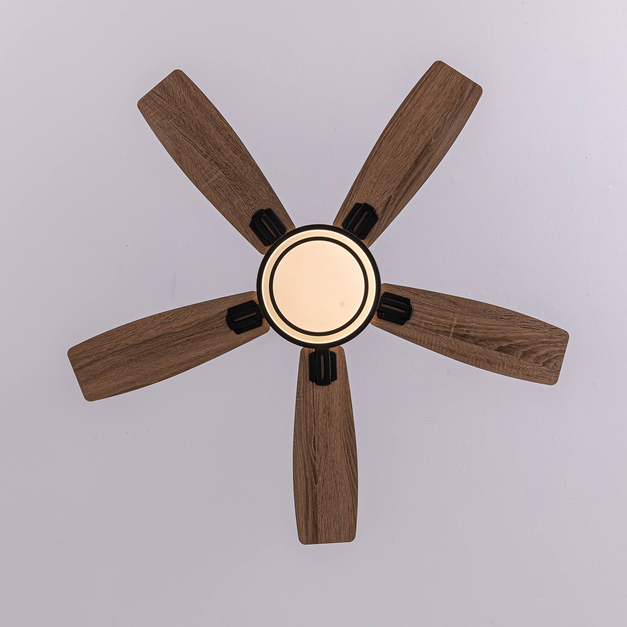 Alt View 9. Siljoy - 42-in Black Ceiling Fan with LED Light, Dual Sided Reversible Blades in Black and Oak, Comes with Remote Control - Black.