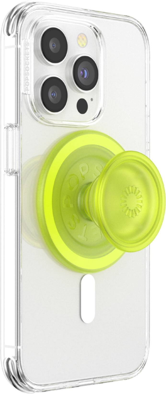 Left. PopSockets - MagSafe PopGrip Universal Magnetic Grip & Stand with Adapter Ring for Cell Phones - GITD Chartreuly Translucent.