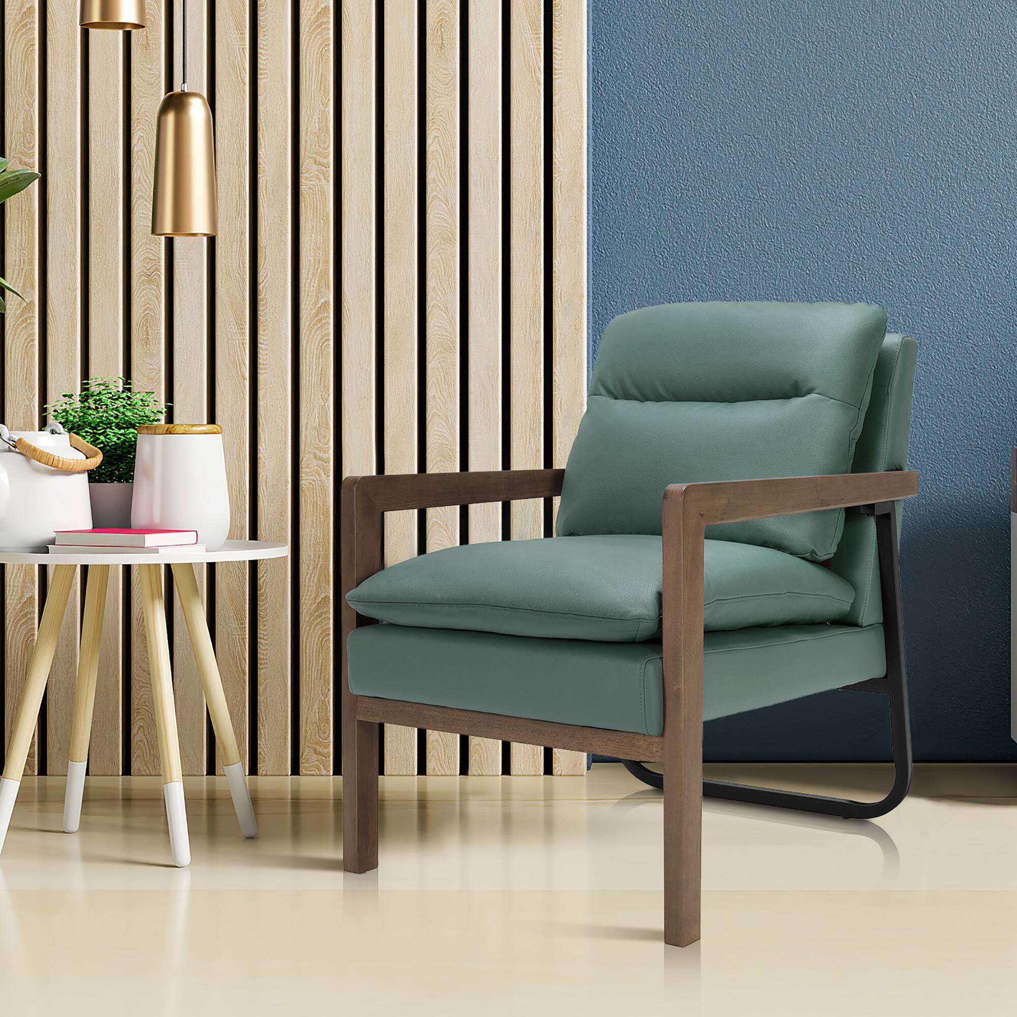 Alt View 4. Costway - Costway Set of 2 Modern Accent Armchair Lounge Chair w/ Wood Legs & Steel Bracket - Green.