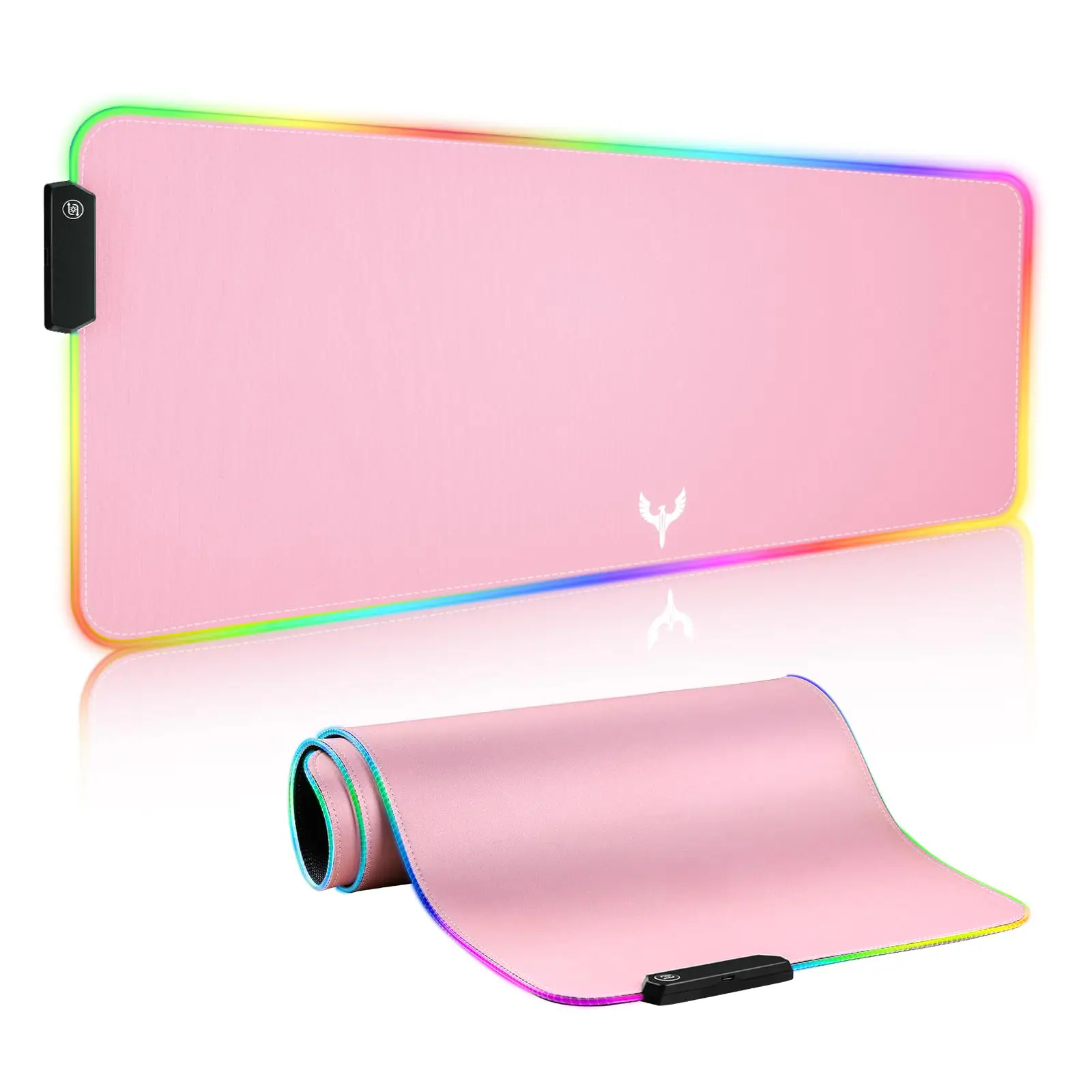 Front. Comfort Essence - Extra Large Rgb Gaming Mouse Pad-14 Light Modes Extended Soft Led Pad Anti-slip Rubber Base Computer Mousepad - Pink.