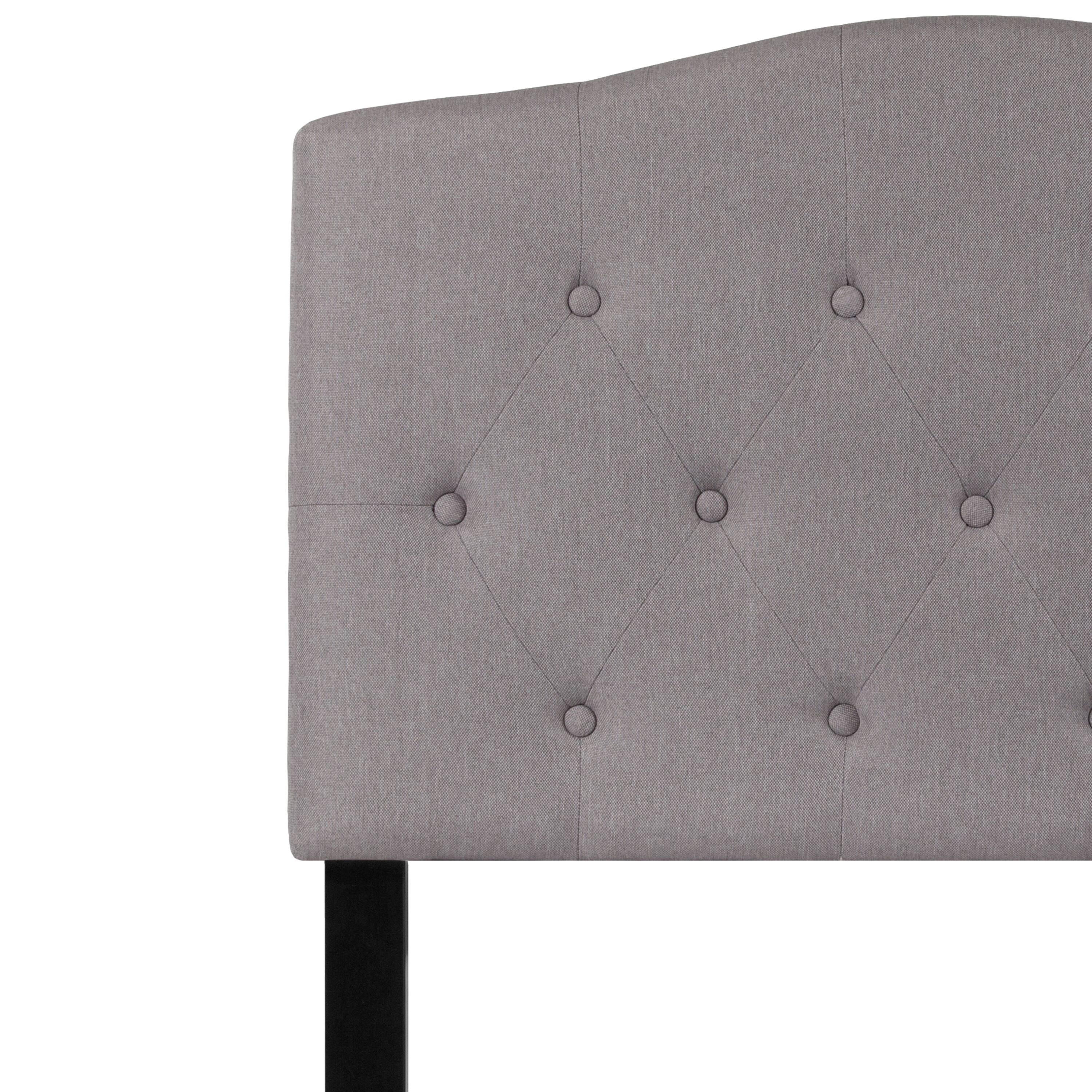 Alt View 7. Emma + Oliver - Arched Button Tufted Upholstered Headboard - Light Gray.