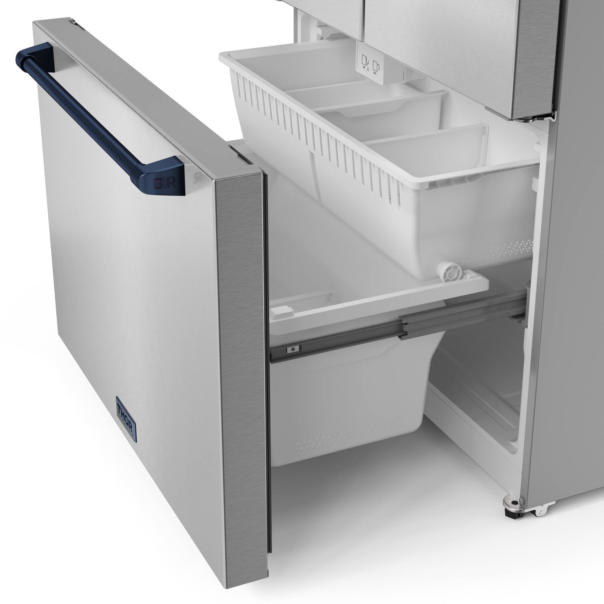 Alt View 5. Thor Kitchen - Gordon Ramsay Series by Thor Kitchen 20.3 Cu. Ft. Counter Depth Refrigerator with Navy Blue Hardware - Stainless steel.