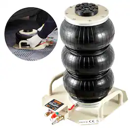 VEVOR - Air Jack, 3 Ton/6600 lbs Triple Bag Air Jack, Airbag Jack with Six Steel Pipes, Lift up to 17.7 inch/450 mm, 3-5 s Fast - Beige;Black