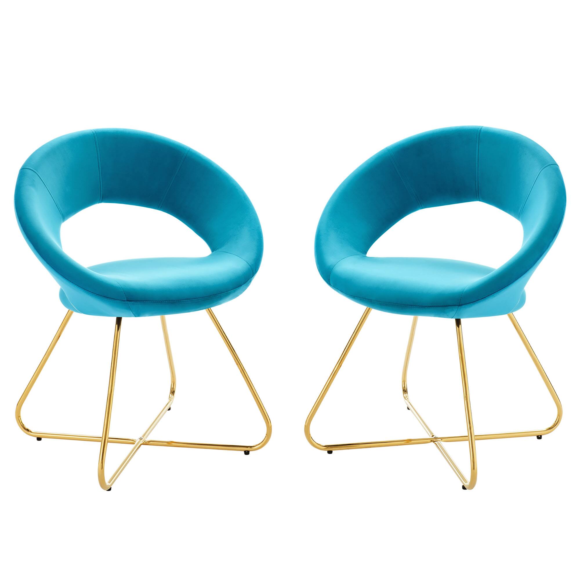 Angle. Modway - Nouvelle Performance Velvet Dining Chair Set of 2 by Modway - Gold Blue.