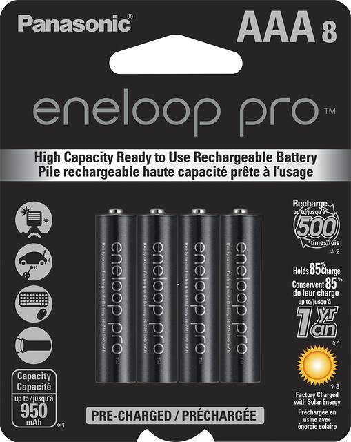 Panasonic eneloop pro AAA High Capacity Ni-MH Rechargeable Batteries  (8-Pack) PBK4HCCA8BA - The Home Depot