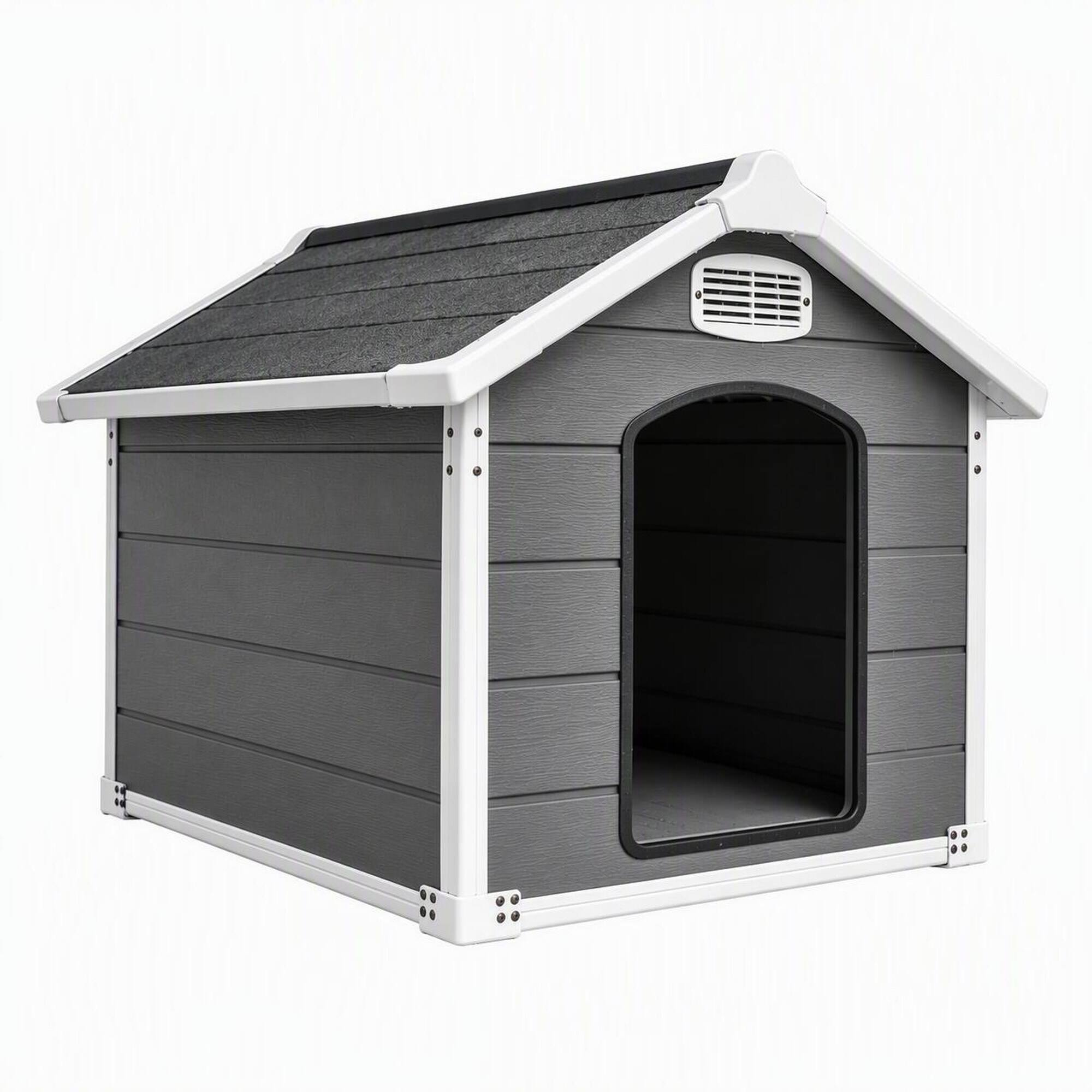 Front. RYHNUYNE - Large Dog House for Big Breeds, 50.5" Waterproof Outdoor Shelter, Double-Wall PP, UV Protected.