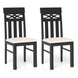 Costway - Dining Chairs Set of 2, High Back Dining Room Chairs with Padded Seat for Kitchen - Black,Beige
