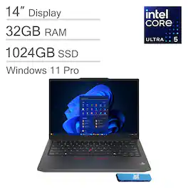 Lenovo - ThinkPad E14 Gen 6 14" WUXGA Laptop - Intel Core Ultra 5 with 32GB Memory - 1TB SSD - Thunderbolt 4 - Win 11Pro - Black