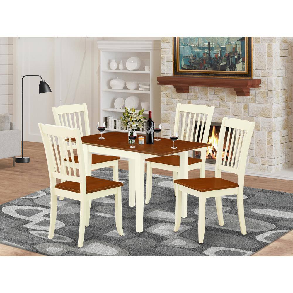 Left. East West Furniture - Dining Room Set Buttermilk & Cherry - Brown.