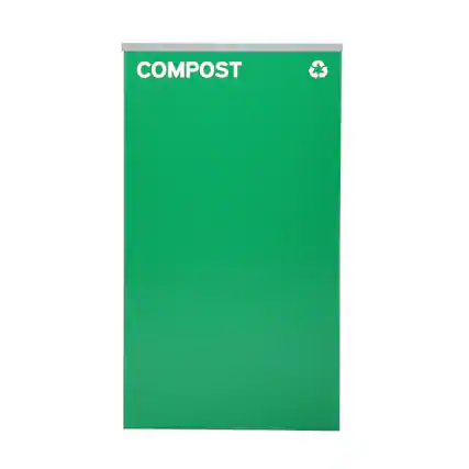 Front. Alpine Industries - 29 Gallon Steel Trash Can Compost Bin with Square Lid - Green.