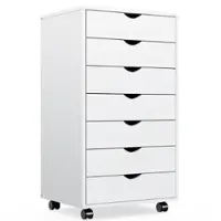 Bestier - Storage Cabinet 7 Drawers 18.7 in.W Dressers with Wheels Mobile Organizer Drawers for Office, Bedroom, Home - White - Front_Zoom