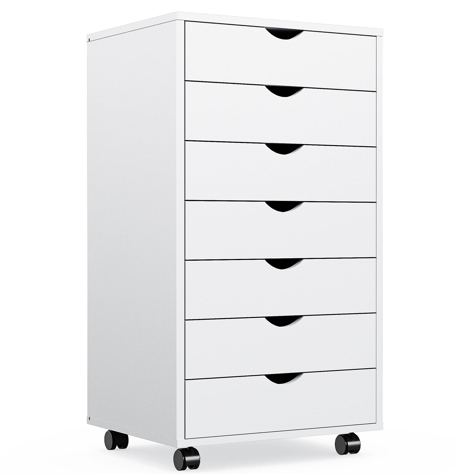 Front. Bestier - Storage Cabinet 7 Drawers 18.7 in.W Dressers with Wheels Mobile Organizer Drawers for Office, Bedroom, Home - White.