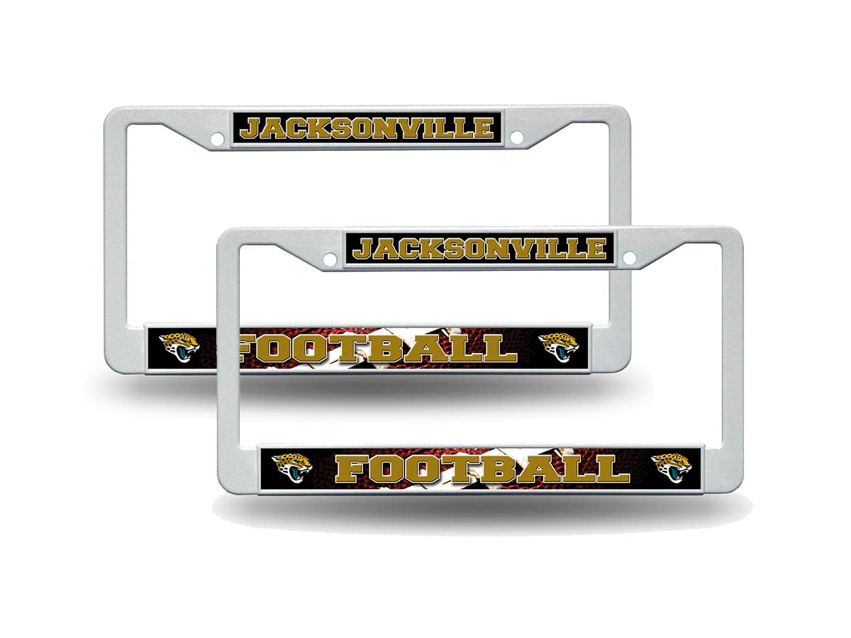 Rico Industries - Jacksonville Football Jaguars White Plastic (Set of 2) Auto License Plate Frame Set - Multi