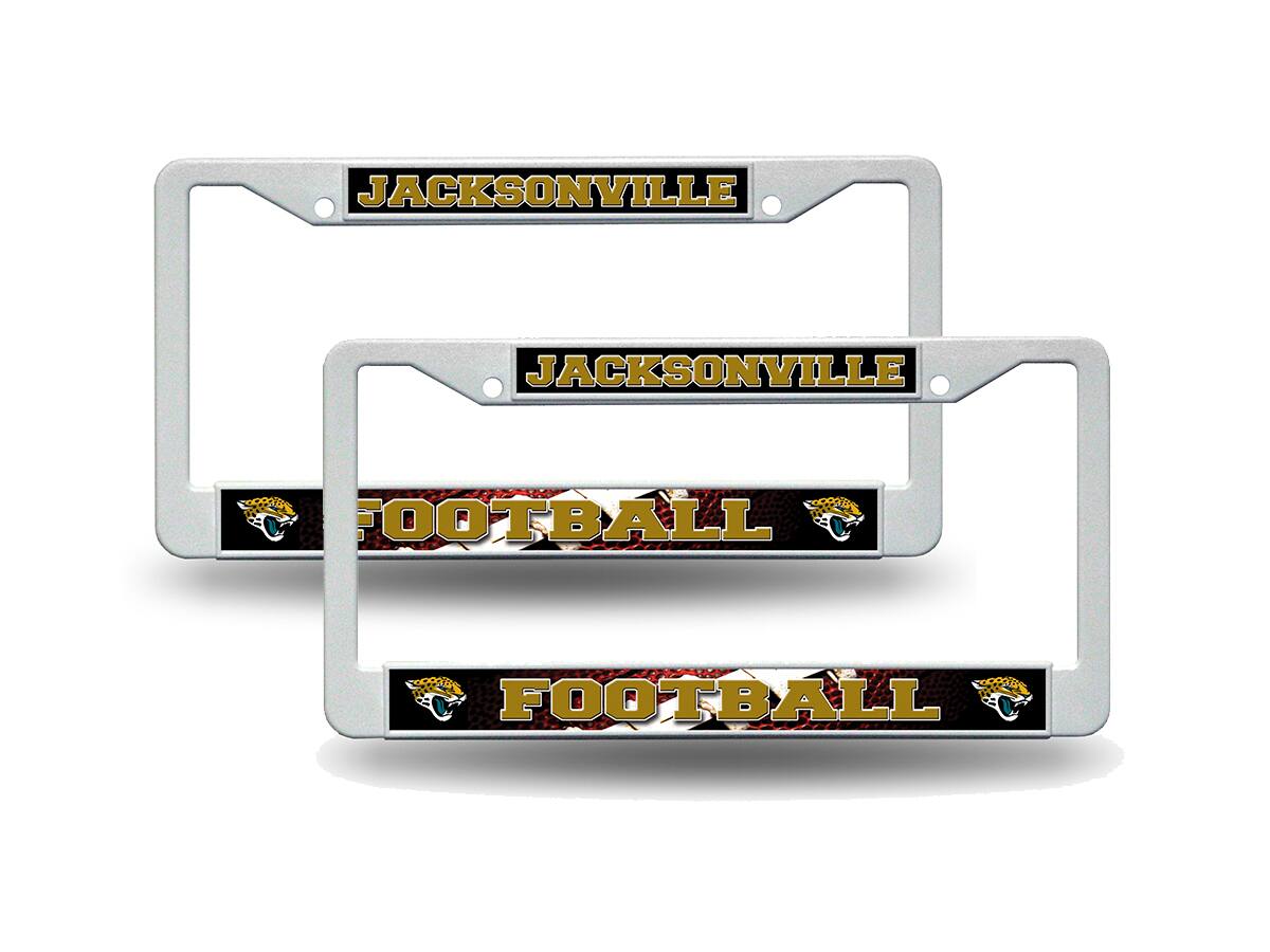 Jacksonville Jaguars White Plastic (Set of 2) Auto License Plate Frame Set