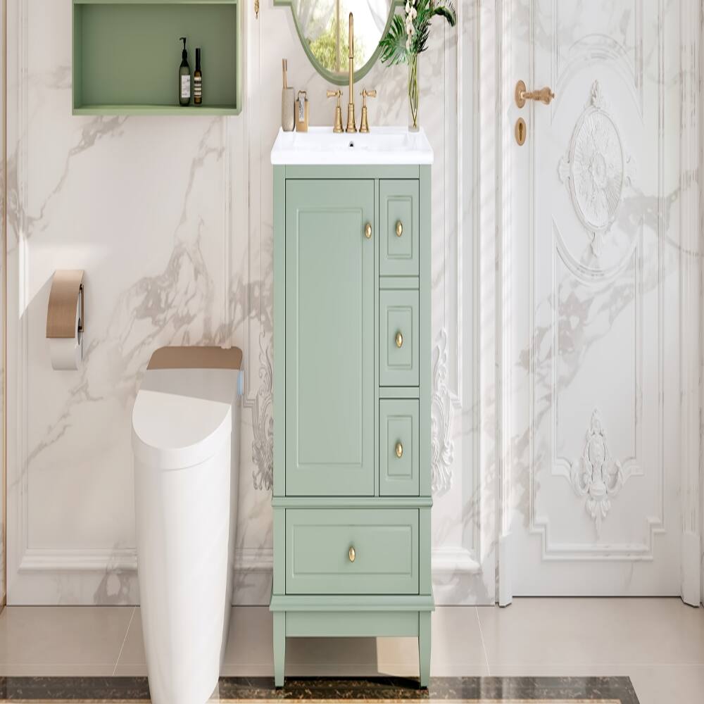 Angle. Loheer - Loheer 24 Inch Bathroom Vanity with Sink Green Freestanding Vanity Cabinet Modern Sink Cabinet for Small Bathrooms - Green.