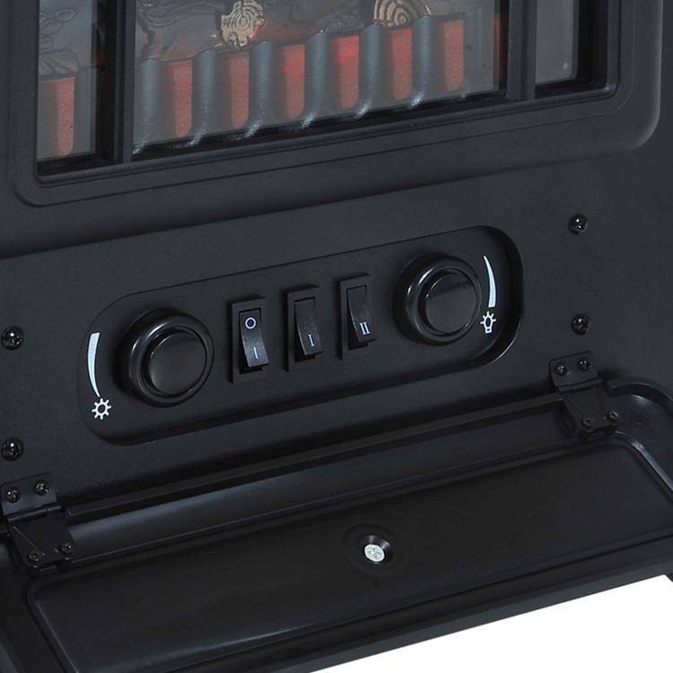Alt View 9. PULUZ - Fireplace Stove, Electric Fireplace Heater with Realistic LED Flames and Logs, 725W/1450W - Black.