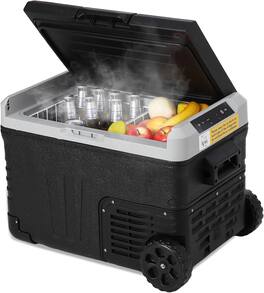 Acekool - 37QT Portable Car Fridge with Wheels Dual Zone Fast Cooling (-4°F to 68°F) AC/DC Power - Black