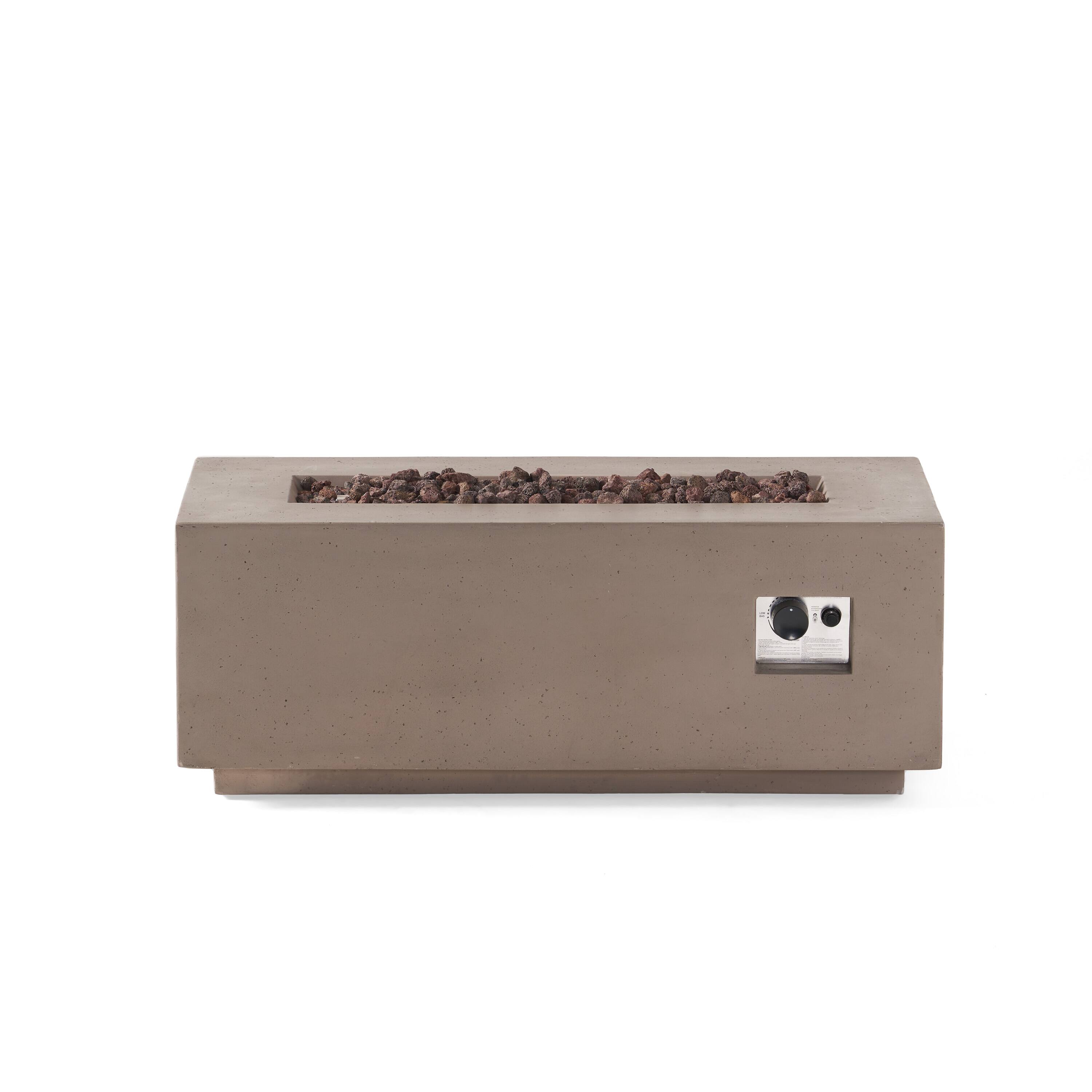 Alt View 9. APRILSOUL - 40 inch Outdoor 40000 BTU Rectangular MgO Concrete Propane Fire Pit Dark Grey - LIGHT GREY.