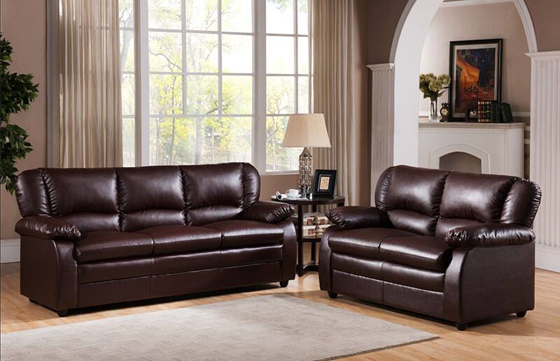 Left. Kings Brand Furniture - Kings Brand Furniture Abanda Leather Loveseat, Brown - Brown.