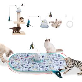 PawsPik - Interactive 4-in-1 Laser & Hide & Seek Rechargeable Automatic Cat Exercise Toy - Blue