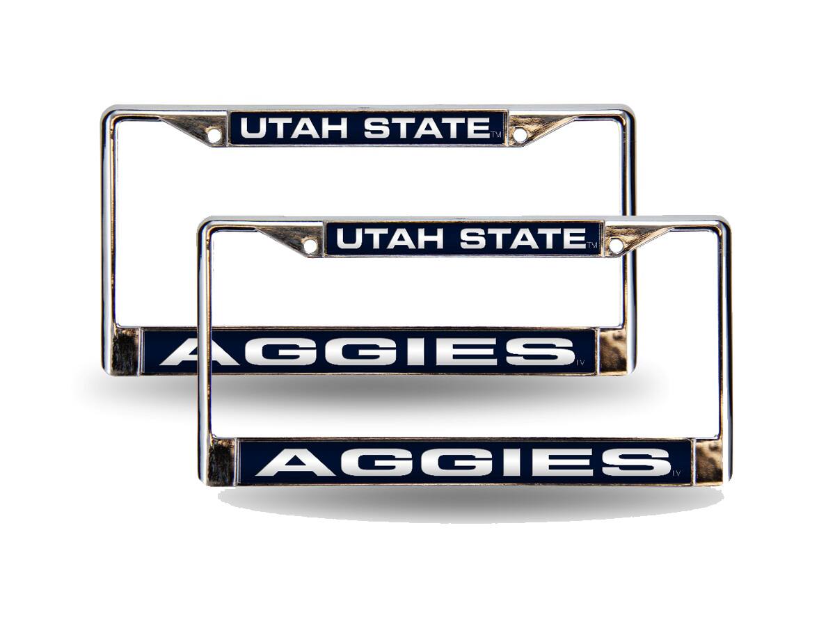 Utah State Aggies Chrome Metal Laser Cut License Plate Frame - Set of Two Frames
