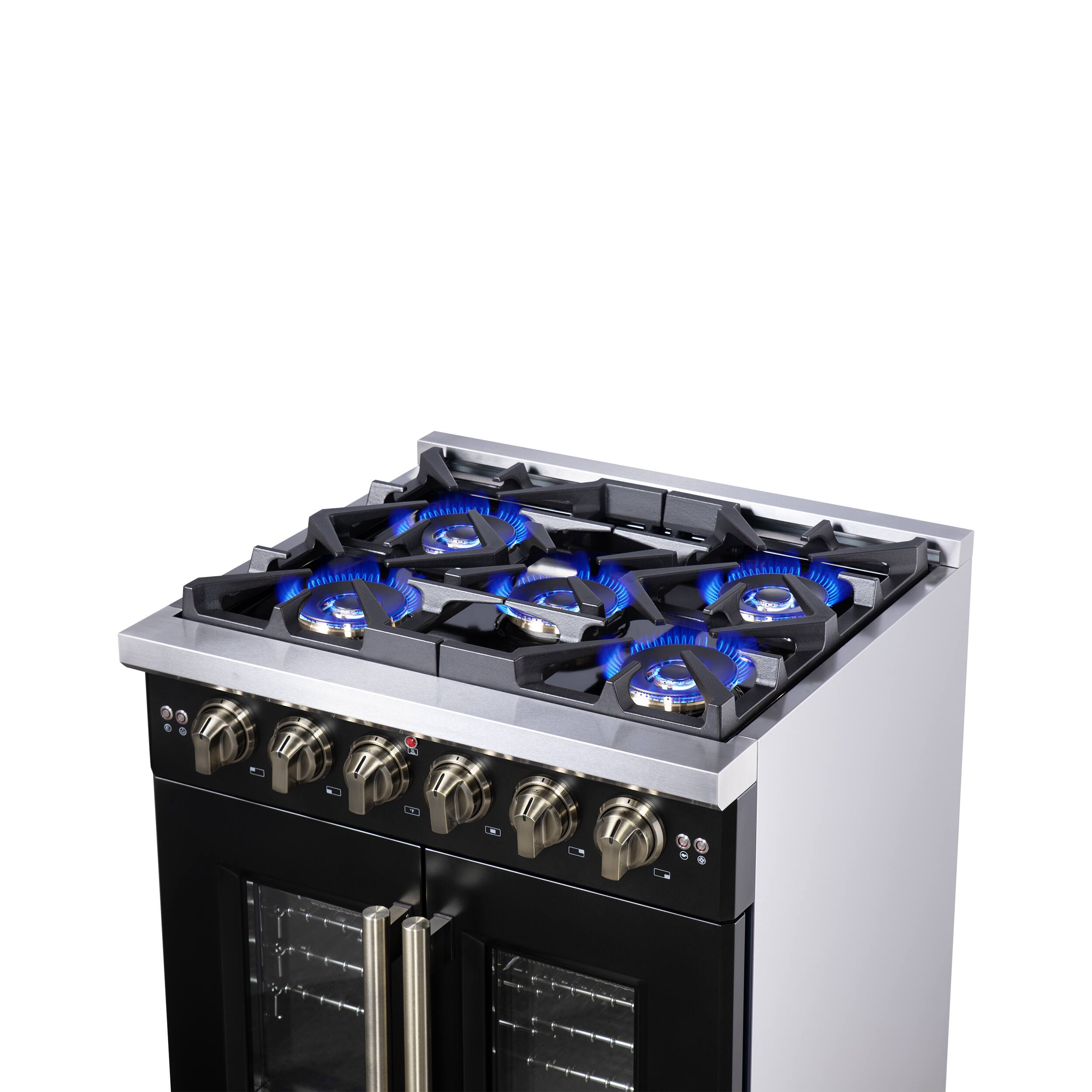 Alt View 8. Forno Appliances - Capriasca 4.32 Cu. Ft. Freestanding Gas Convection Range with French Doors - Black.