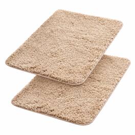 Garnen - 2x Bathroom Rugs Non Slip Bath Mat 20"x31" Bathroom Rug, Bath Mats for Bathroom Mat Towel, Washable Soft Absorbent - Beige