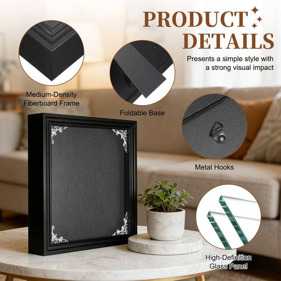 Unique Bargains Shadow Box Frame, 7.8x5.9 Inch Wooden Display Case with ...
