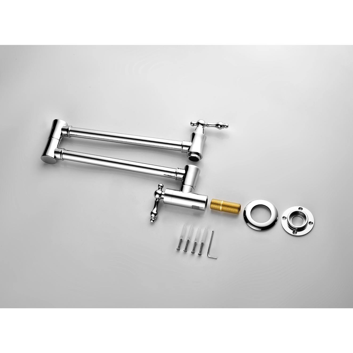 Alt View 6. Siljoy - Wall Mount Folding Kitchen Pot Filler Faucet - Chrome.