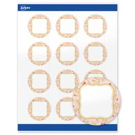 Avery - Avery® Labels, 2" Diameter, Glossy Pink & Metallic Gold Frame - White