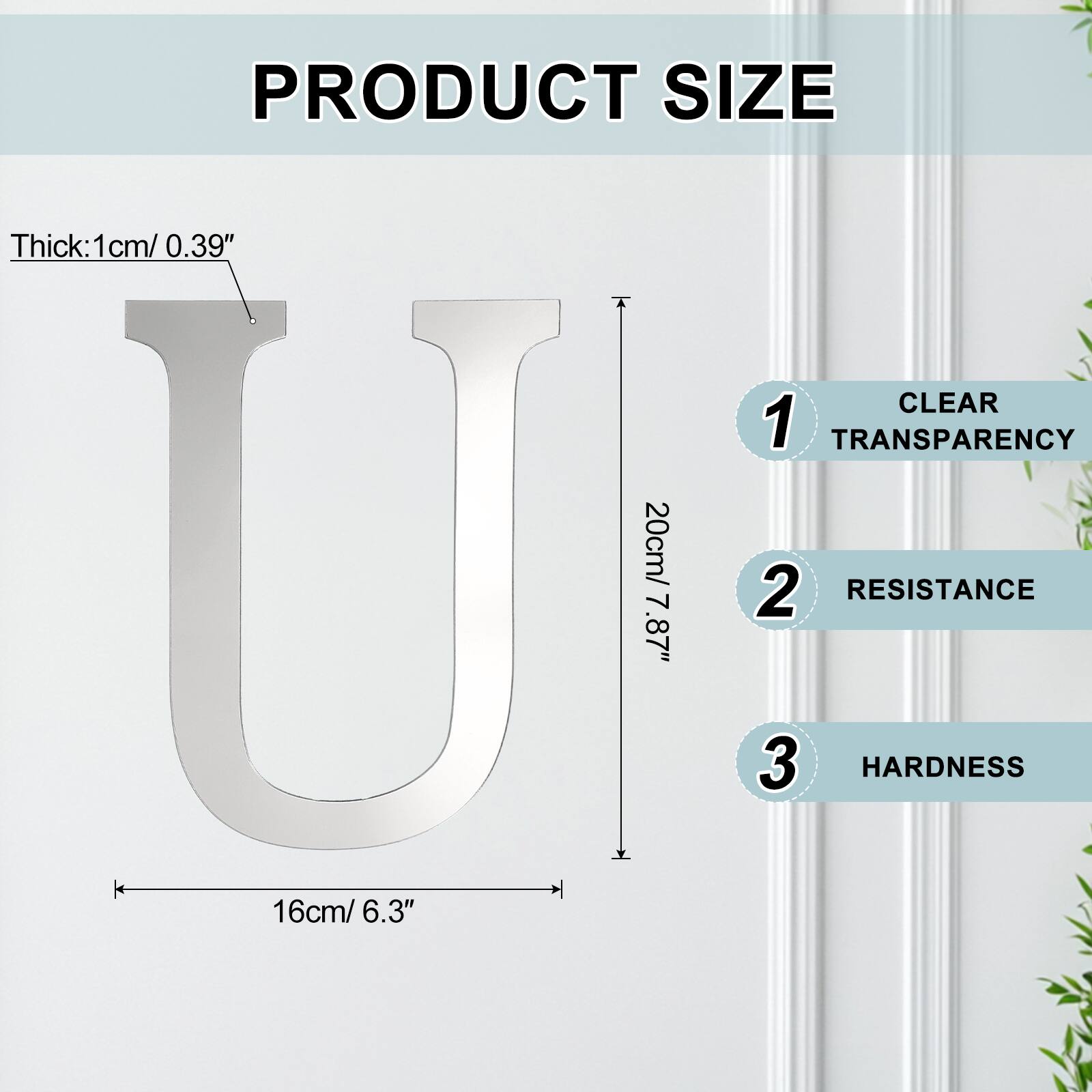 PRODUCT SIZE

Thick: 1cm/ 0.39"

1. CLEAR TRANSPARENCY
2. RESISTANCE
3. HARDNESS

20cm/ 7.87"
16cm/ 6.3"
