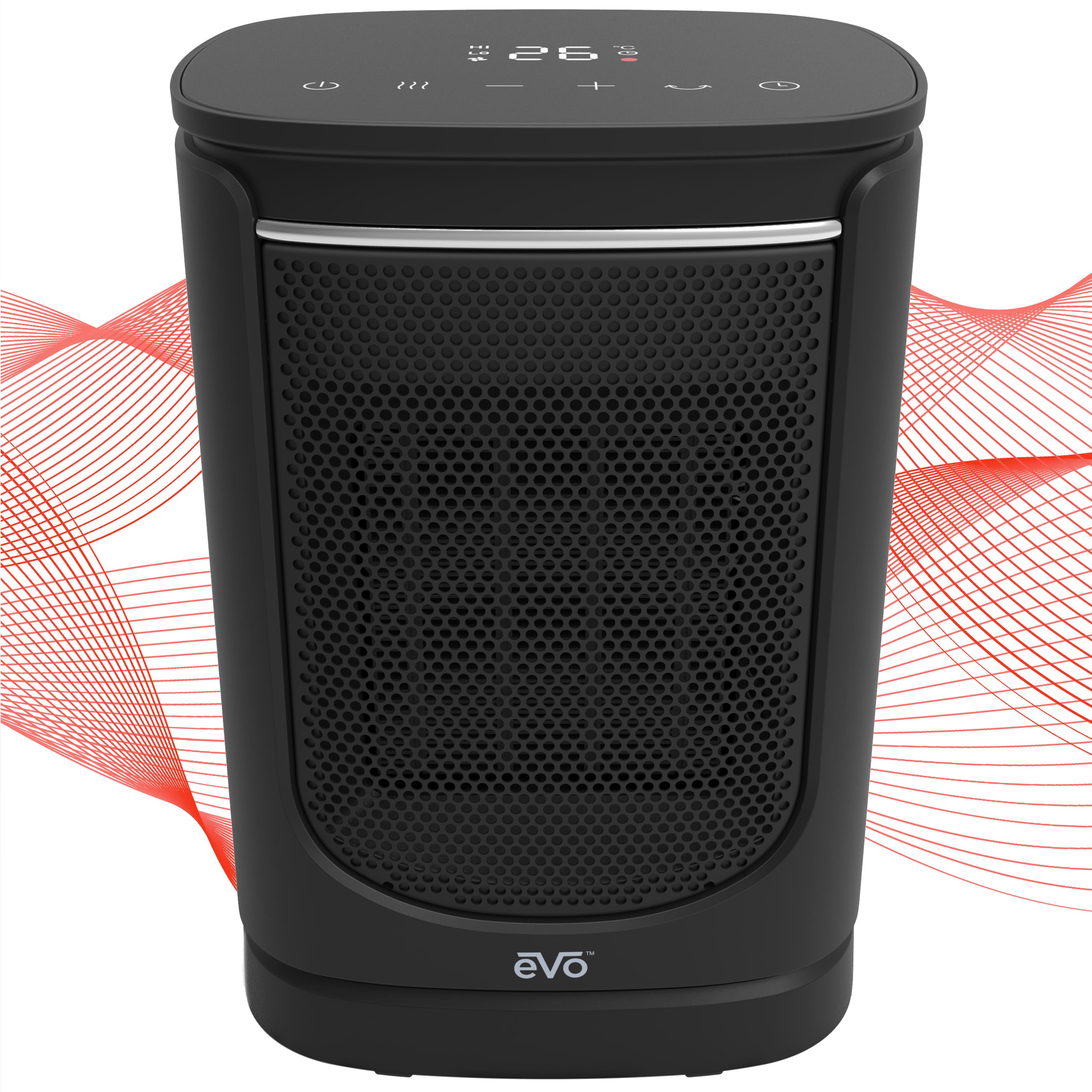 EVO - Oscillating Ceramic Heater – Tip Over Cutoff Switch, Auto Overheat Shut Off, and 15-second Cool-Down