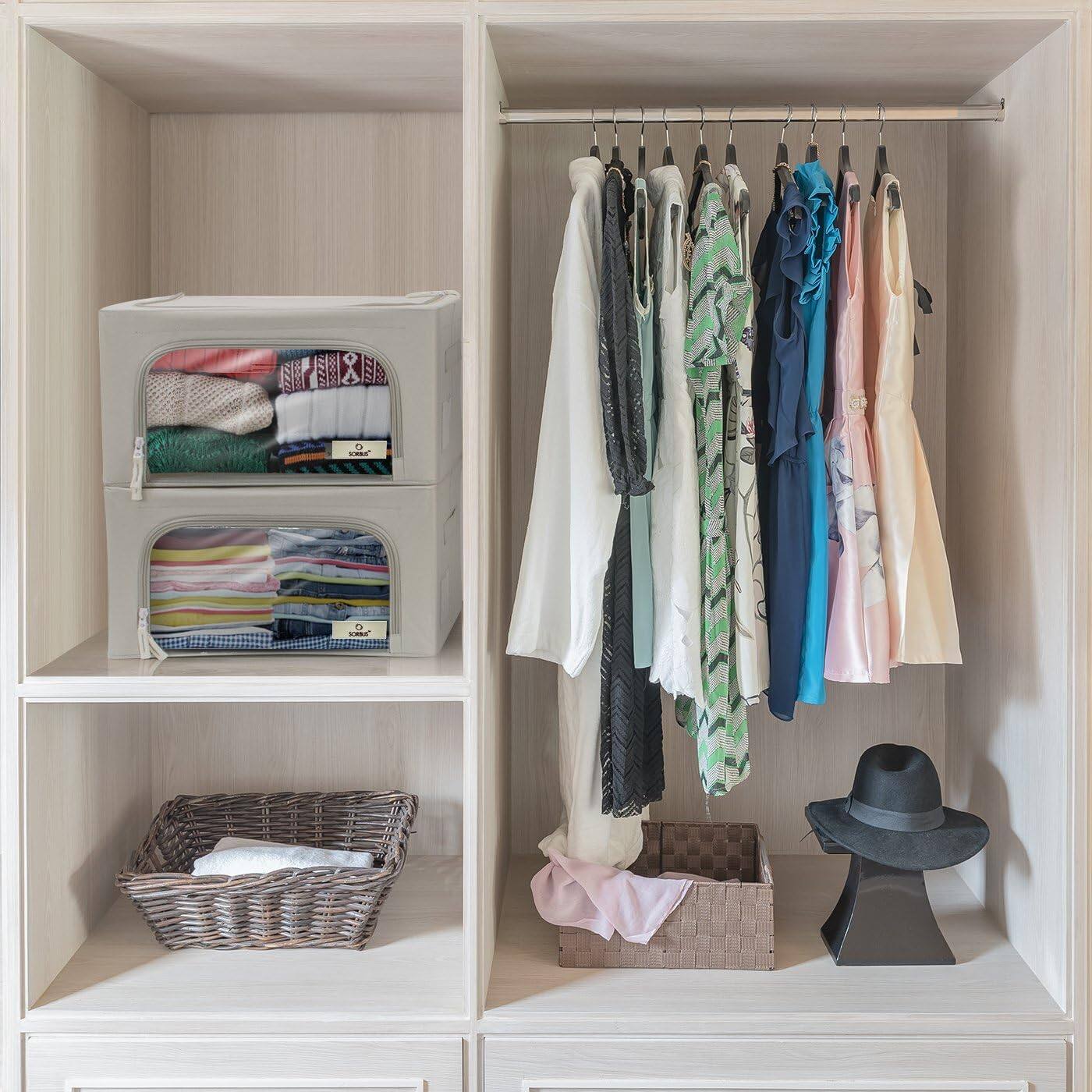 Alt View 2. Sorbus - Sorbus Storage Bins with Metal Frame, Stackable & Foldable Clothes Organizer Bags, Fabric Storage Containers - Gray.