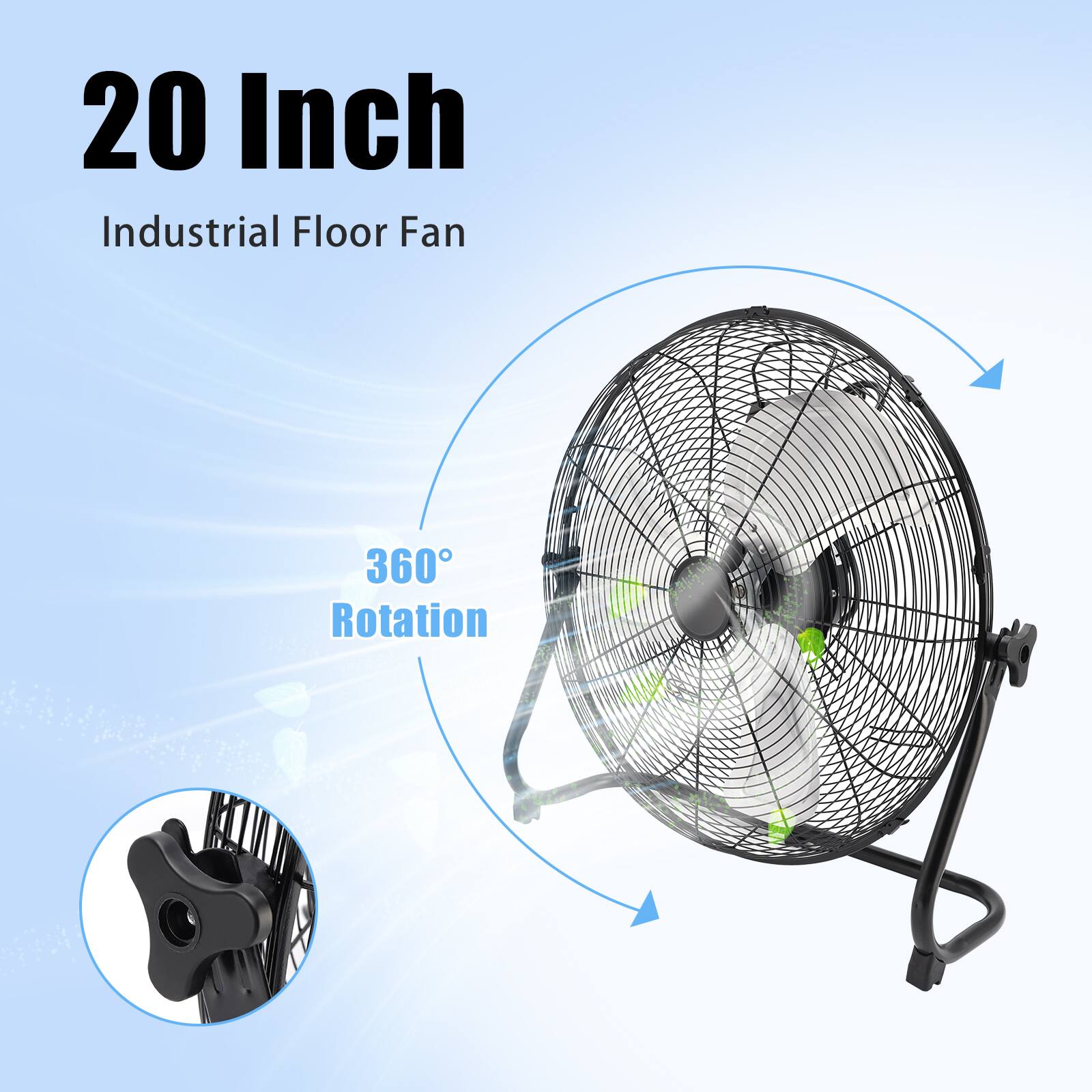 20 Inch Industrial Floor Fan 360° Rotation