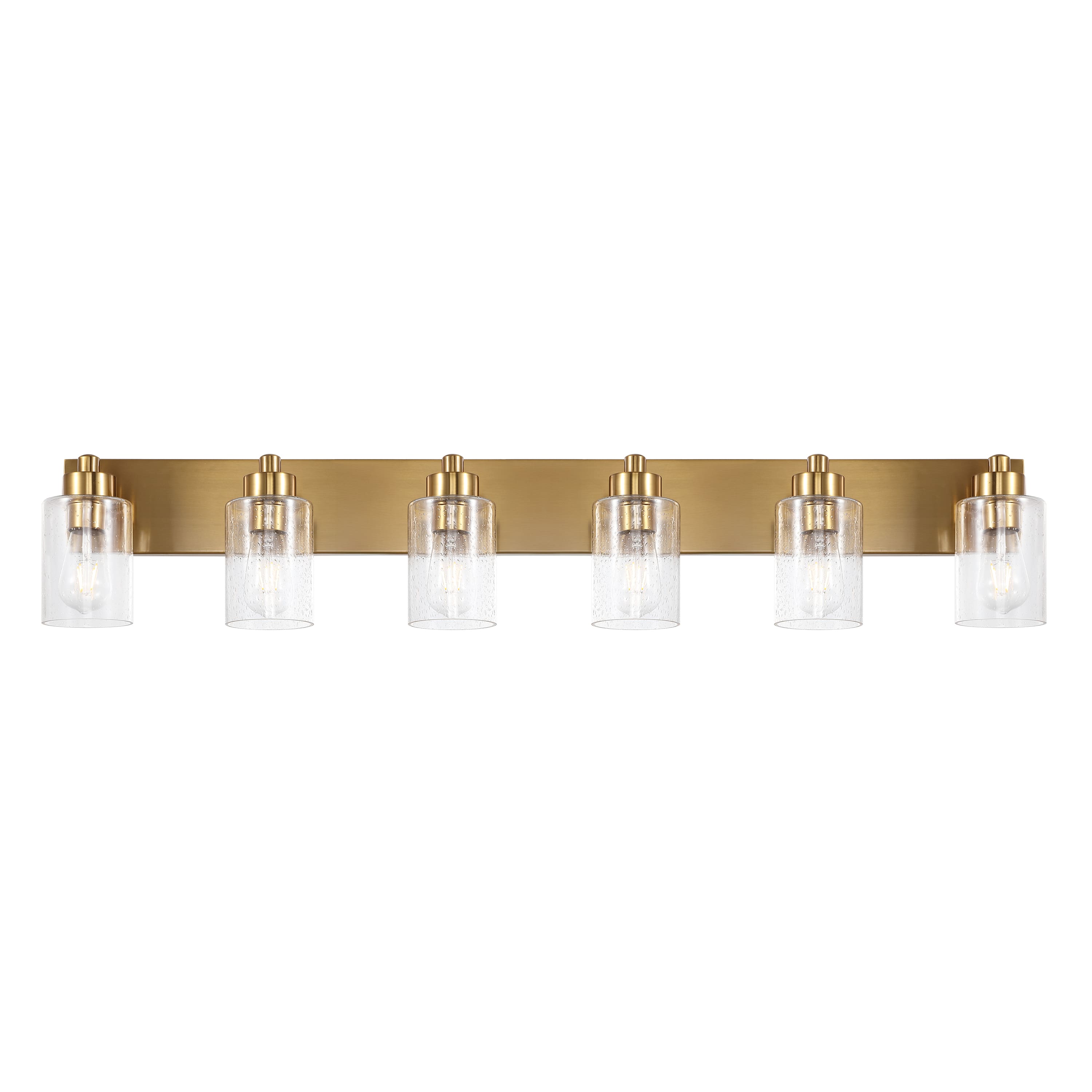 "Jonathan Y - Irving 40"" 6-Light Seeded Glass/Iron Modern Contemporary LED Vanity Light, Brass Gold - Brass Gold/Clear" price history on PriceWatchPro