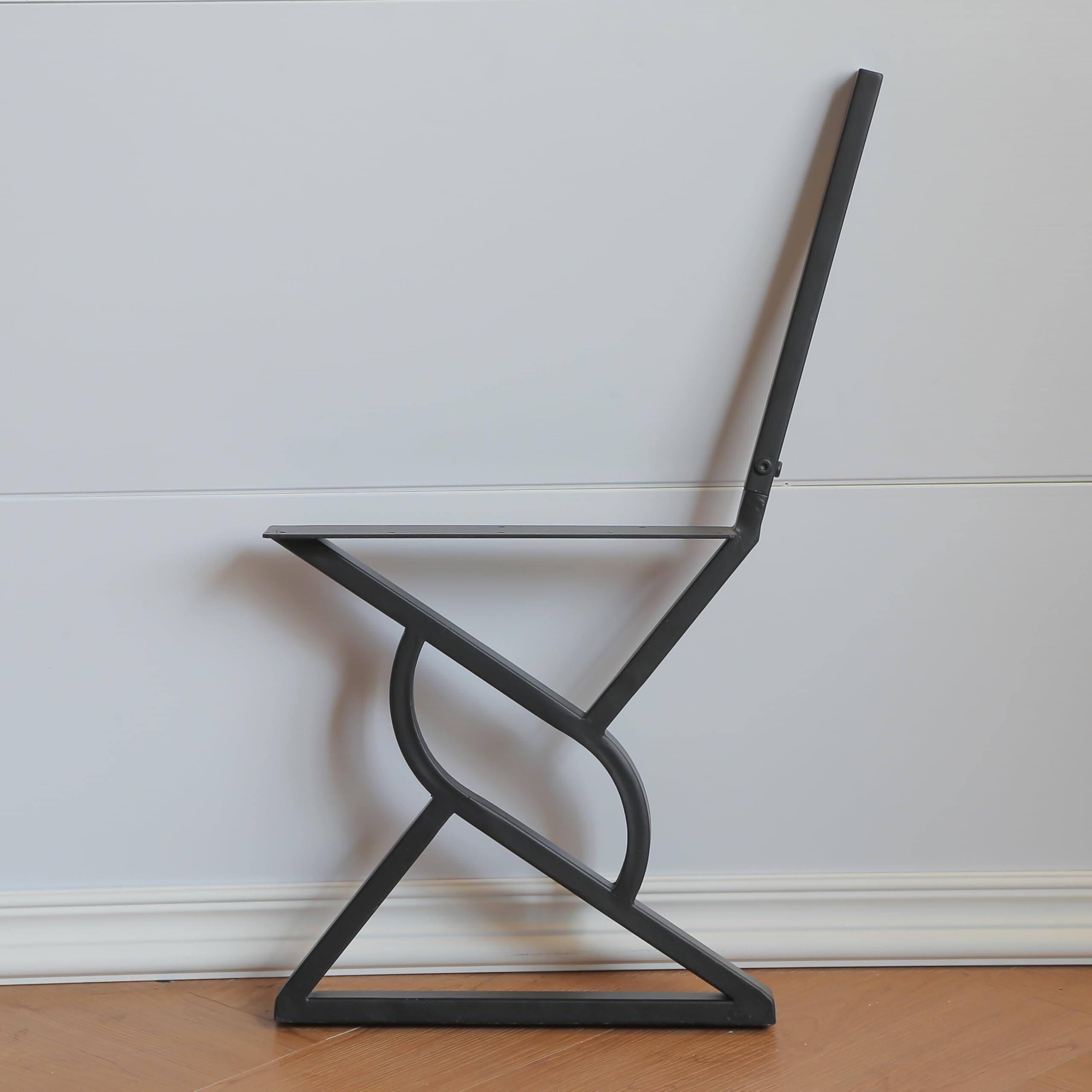 Alt View 4. JETRANSPORT - Bench 16 Inch Triangle Metal Chair Base With Backrest Bracket Set Of 2 Diy Project Suit For Butcher Block - A.