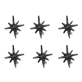 Zeckos - Set of 6 Antique Finish Mid Century Modern Starburst Drawer Pulls Knobs - Silver