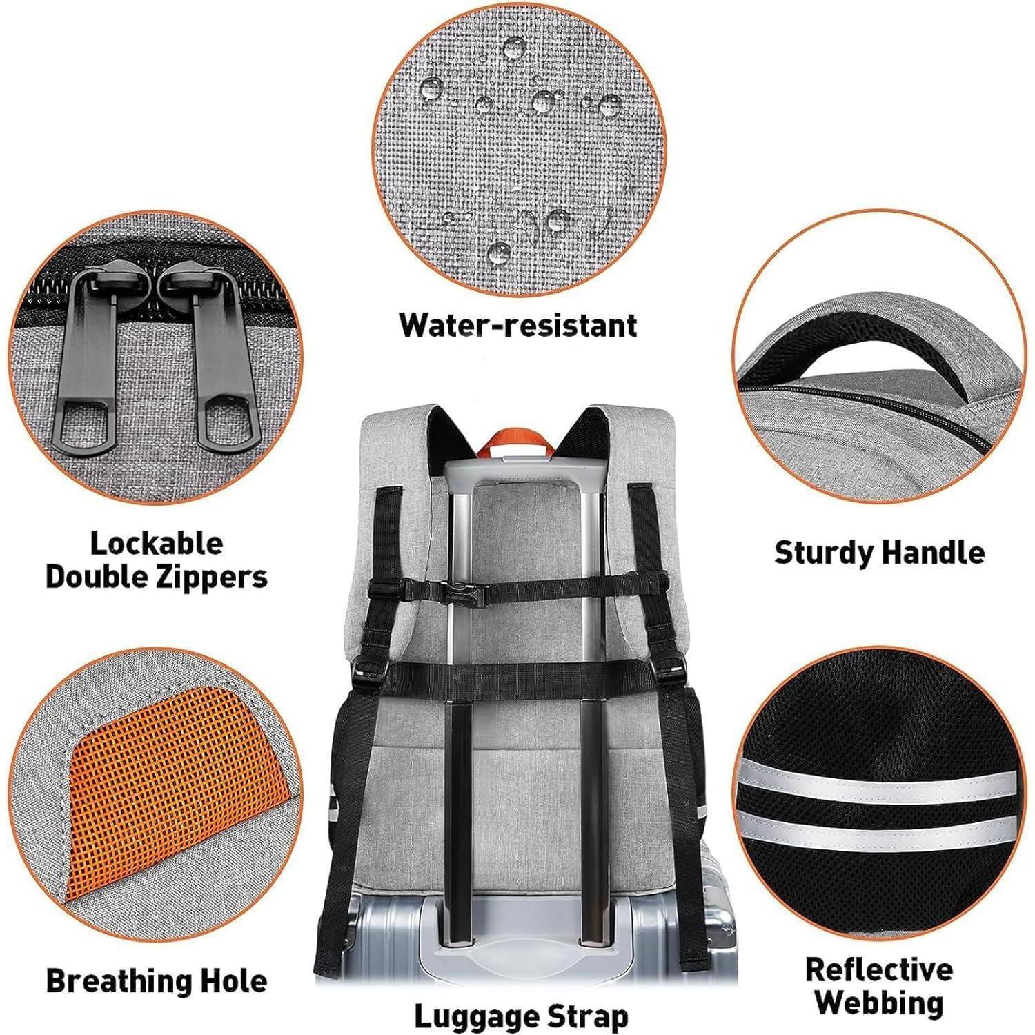 Alt View 2. Cozy Serene - Gym Backpack For Men Women  With Shoe Compartment Water Resistant Workout Sports Bag Usb Port Fit 15.6 Inch Laptop - Grey-15.6 inch.