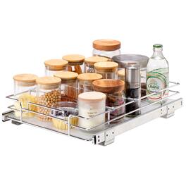 VEVOR - 12.5"Wx16.5"Dx3.5"H Pull Out Cabinet Organizer, Heavy Duty Slide Out Pantry Shelves, Steel Roll Out Drawers - Silver