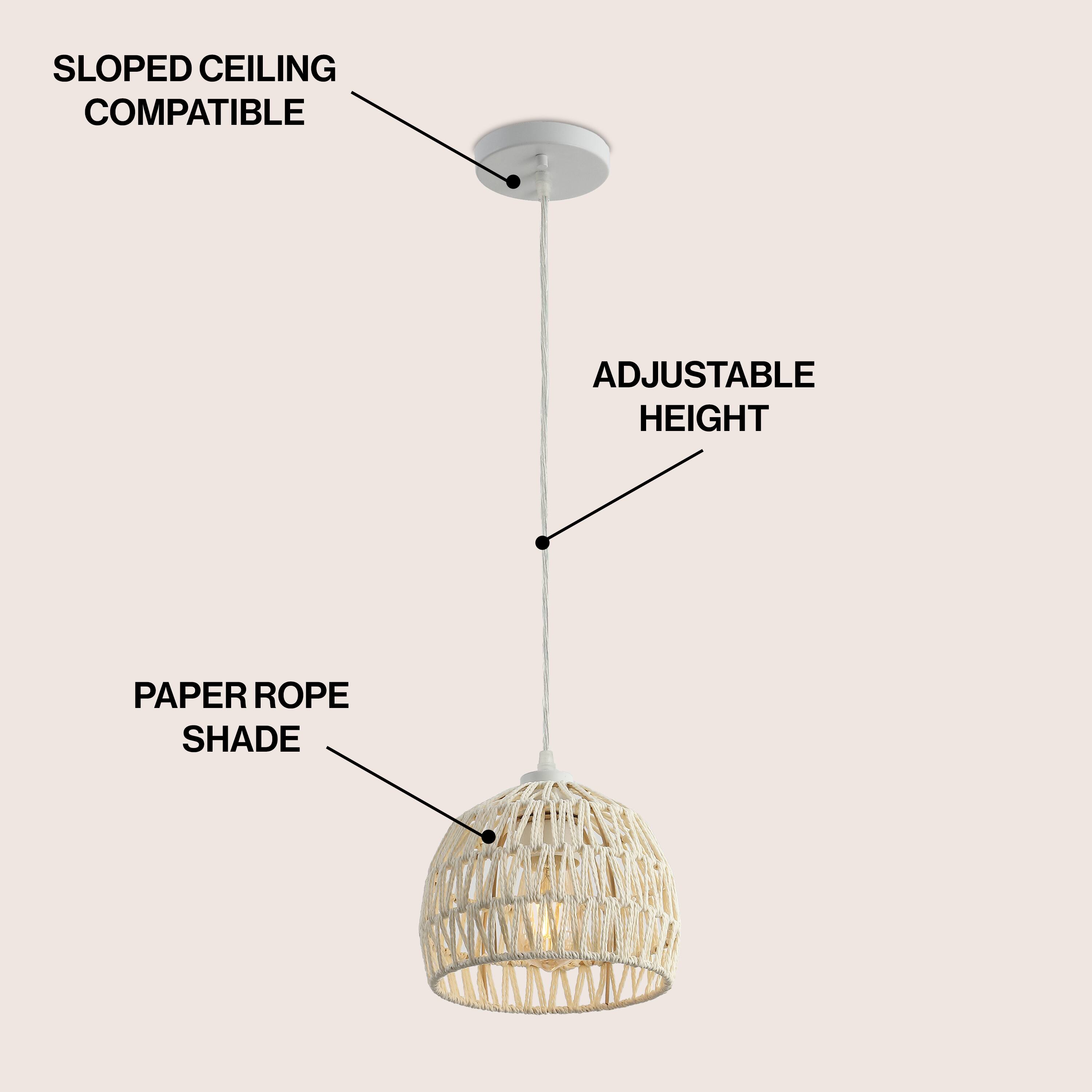 Sloped Ceiling Compatible Adjustable Height Paper Rope Shade