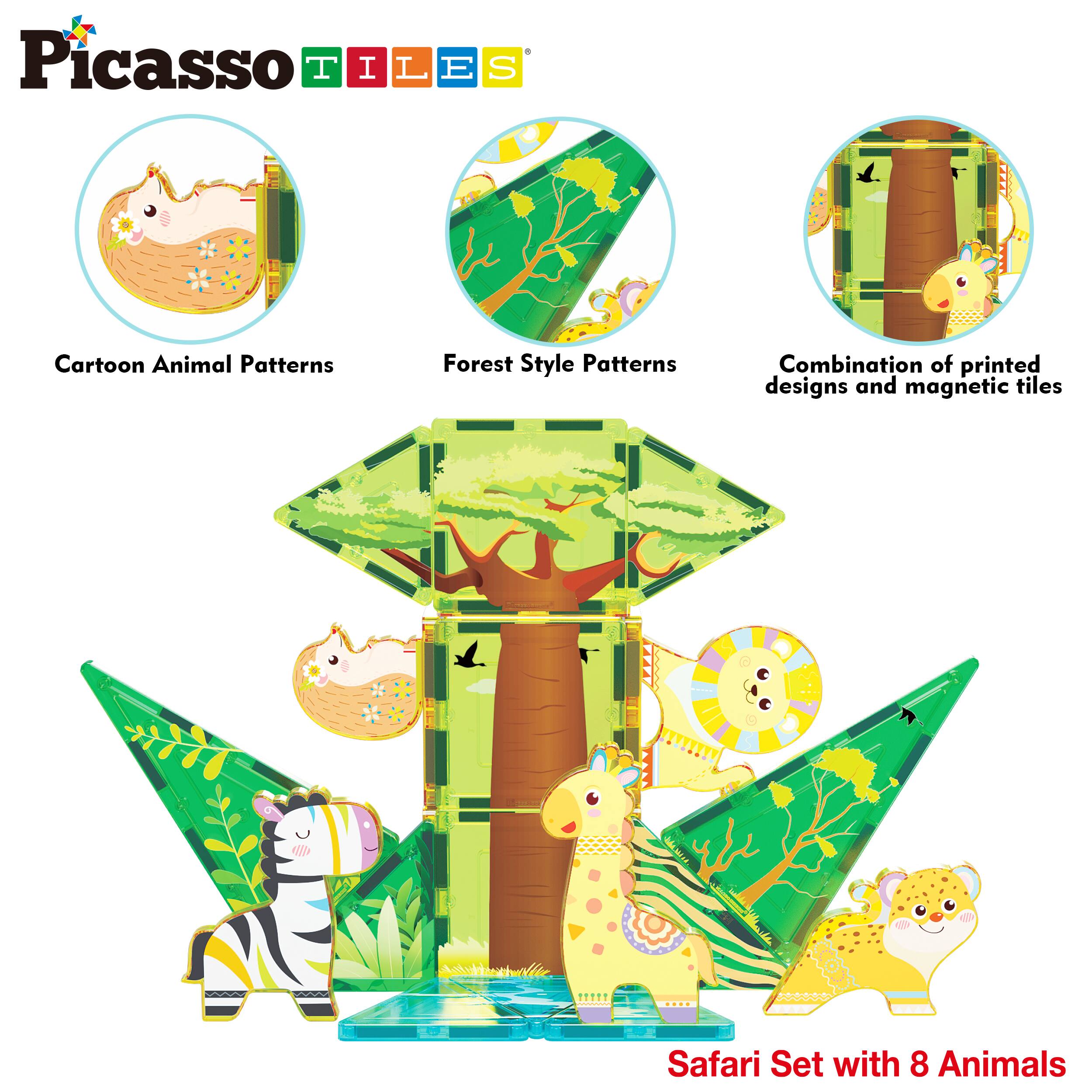 PicassoTiles PICASSO TILES Magnetic Tiles for Kids – Safari Animals ...