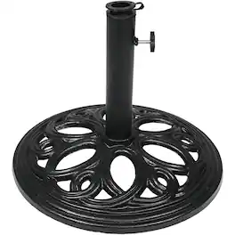 Sunnydaze - 18 in Decorative Cast Iron Round Patio Umbrella Base - Black