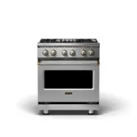Viking - 5-Series 4.7 Cu. Ft. Self-Cleaning Freestanding Dual Fuel Convection Range - Stainless with Brushed Brass Accents - Front_Zoom