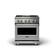 Front. Viking - 5-Series 4.7 Cu. Ft. Self-Cleaning Freestanding Dual Fuel Convection Range - Stainless with Brushed Brass Accents.